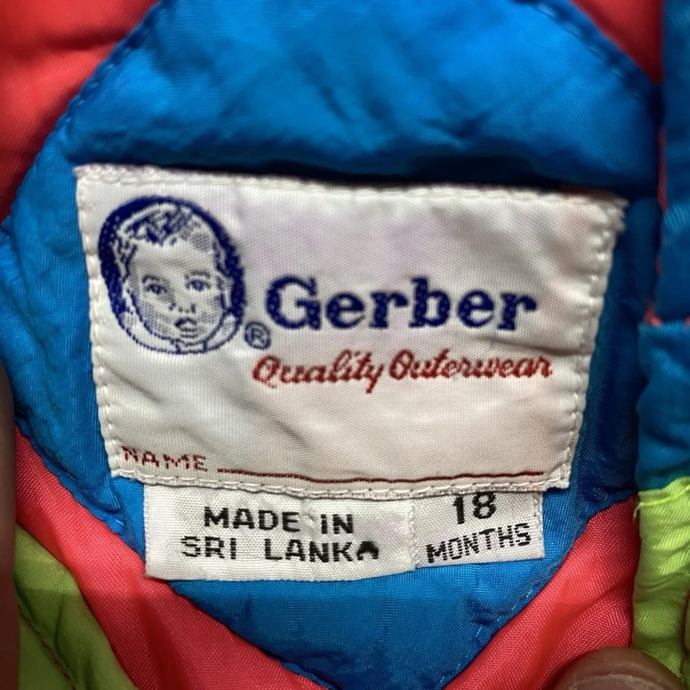 Vintage Gerber Time Zone UFO Snow Suit 18 Months Red,‎ Green Blue With Gloves